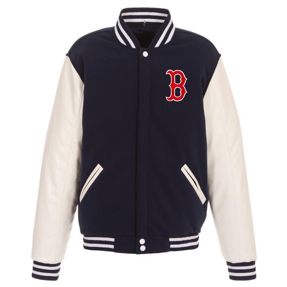 Boston Red Sox (MLB) Reversible Fleece Jacket with Faux Leather Sleeve - Picture 3 of 6